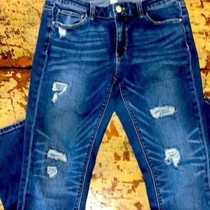 WHBM skinny leg soft wash jeans with wear - 8